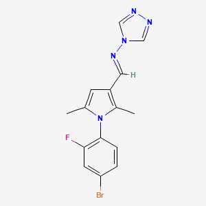 molecular formula C15H13BrFN5 B5529550 N-{[1-(4-bromo-2-fluorophenyl)-2,5-dimethyl-1H-pyrrol-3-yl]methylene}-4H-1,2,4-triazol-4-amine 