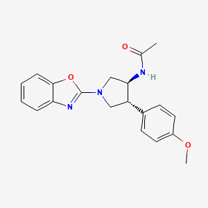 molecular formula C20H21N3O3 B5529599 N-[(3S*,4R*)-1-(1,3-benzoxazol-2-yl)-4-(4-methoxyphenyl)-3-pyrrolidinyl]acetamide 