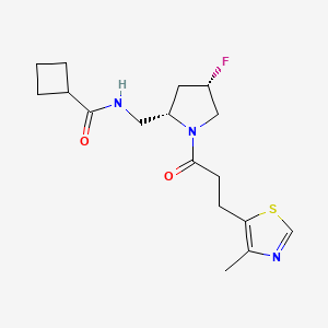 molecular formula C17H24FN3O2S B5529604 N-({(2S,4S)-4-fluoro-1-[3-(4-methyl-1,3-thiazol-5-yl)propanoyl]pyrrolidin-2-yl}methyl)cyclobutanecarboxamide 