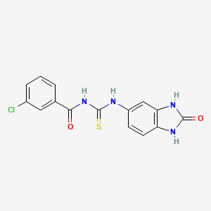molecular formula C15H11ClN4O2S B5529609 3-chloro-N-{[(2-oxo-2,3-dihydro-1H-benzimidazol-5-yl)amino]carbonothioyl}benzamide 