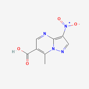 molecular formula C8H6N4O4 B5529627 7-methyl-3-nitropyrazolo[1,5-a]pyrimidine-6-carboxylic acid 