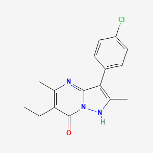molecular formula C16H16ClN3O B5529728 3-(4-chlorophenyl)-6-ethyl-2,5-dimethylpyrazolo[1,5-a]pyrimidin-7(4H)-one 