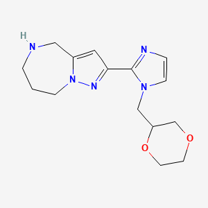 molecular formula C15H21N5O2 B5529746 2-[1-(1,4-dioxan-2-ylmethyl)-1H-imidazol-2-yl]-5,6,7,8-tetrahydro-4H-pyrazolo[1,5-a][1,4]diazepine dihydrochloride 