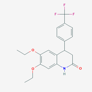 molecular formula C20H20F3NO3 B5529757 6,7-diethoxy-4-[4-(trifluoromethyl)phenyl]-3,4-dihydro-2(1H)-quinolinone 