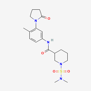 molecular formula C19H28N4O4S B5529793 1-[(dimethylamino)sulfonyl]-N-[4-methyl-3-(2-oxo-1-pyrrolidinyl)phenyl]-3-piperidinecarboxamide 
