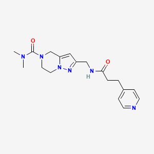 molecular formula C18H24N6O2 B5529808 N,N-dimethyl-2-{[(3-pyridin-4-ylpropanoyl)amino]methyl}-6,7-dihydropyrazolo[1,5-a]pyrazine-5(4H)-carboxamide 