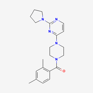 molecular formula C21H27N5O B5529827 4-[4-(2,4-dimethylbenzoyl)-1-piperazinyl]-2-(1-pyrrolidinyl)pyrimidine 