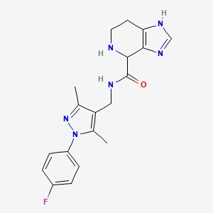 molecular formula C19H21FN6O B5529831 N-{[1-(4-fluorophenyl)-3,5-dimethyl-1H-pyrazol-4-yl]methyl}-4,5,6,7-tetrahydro-1H-imidazo[4,5-c]pyridine-4-carboxamide dihydrochloride 