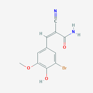 molecular formula C11H9BrN2O3 B5529864 3-(3-bromo-4-hydroxy-5-methoxyphenyl)-2-cyanoacrylamide 
