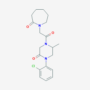 molecular formula C19H24ClN3O3 B5529894 1-{2-[4-(2-chlorophenyl)-2-methyl-5-oxo-1-piperazinyl]-2-oxoethyl}-2-azepanone 