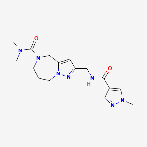 molecular formula C16H23N7O2 B5529906 N,N-dimethyl-2-({[(1-methyl-1H-pyrazol-4-yl)carbonyl]amino}methyl)-7,8-dihydro-4H-pyrazolo[1,5-a][1,4]diazepine-5(6H)-carboxamide 