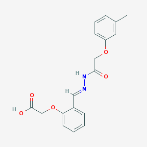 molecular formula C18H18N2O5 B5529919 (2-{2-[(3-methylphenoxy)acetyl]carbonohydrazonoyl}phenoxy)acetic acid 