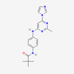 molecular formula C19H22N6O B5529942 N-(4-{[6-(1H-imidazol-1-yl)-2-methyl-4-pyrimidinyl]amino}phenyl)-2,2-dimethylpropanamide 