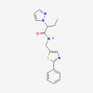 molecular formula C17H18N4OS B5529953 N-[(2-phenyl-1,3-thiazol-5-yl)methyl]-2-(1H-pyrazol-1-yl)butanamide 