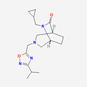molecular formula C17H26N4O2 B5529986 (1S*,5R*)-6-(cyclopropylmethyl)-3-[(3-isopropyl-1,2,4-oxadiazol-5-yl)methyl]-3,6-diazabicyclo[3.2.2]nonan-7-one 