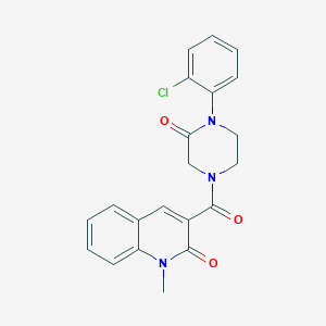 molecular formula C21H18ClN3O3 B5530054 3-{[4-(2-chlorophenyl)-3-oxo-1-piperazinyl]carbonyl}-1-methyl-2(1H)-quinolinone 