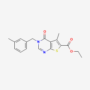 molecular formula C18H18N2O3S B5530062 ethyl 5-methyl-3-(3-methylbenzyl)-4-oxo-3,4-dihydrothieno[2,3-d]pyrimidine-6-carboxylate 