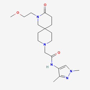 molecular formula C19H31N5O3 B5530076 N-(1,3-dimethyl-1H-pyrazol-4-yl)-2-[2-(2-methoxyethyl)-3-oxo-2,9-diazaspiro[5.5]undec-9-yl]acetamide 
