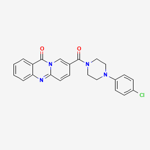 molecular formula C23H19ClN4O2 B5530091 8-{[4-(4-chlorophenyl)-1-piperazinyl]carbonyl}-11H-pyrido[2,1-b]quinazolin-11-one 