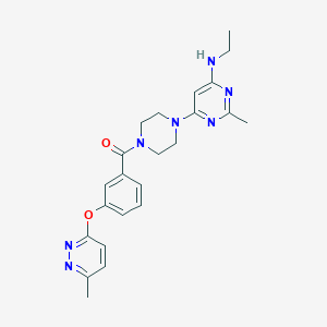 molecular formula C23H27N7O2 B5530151 N-ethyl-2-methyl-6-(4-{3-[(6-methyl-3-pyridazinyl)oxy]benzoyl}-1-piperazinyl)-4-pyrimidinamine 