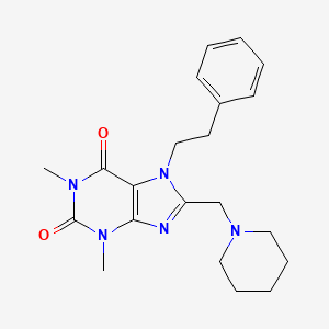 molecular formula C21H27N5O2 B5530167 1,3-dimethyl-7-(2-phenylethyl)-8-(1-piperidinylmethyl)-3,7-dihydro-1H-purine-2,6-dione 