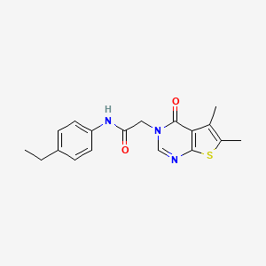 molecular formula C18H19N3O2S B5530174 2-(5,6-dimethyl-4-oxothieno[2,3-d]pyrimidin-3(4H)-yl)-N-(4-ethylphenyl)acetamide 
