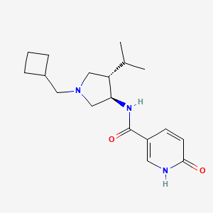 molecular formula C18H27N3O2 B5530199 N-[rel-(3R,4S)-1-(cyclobutylmethyl)-4-isopropyl-3-pyrrolidinyl]-6-oxo-1,6-dihydro-3-pyridinecarboxamide hydrochloride 