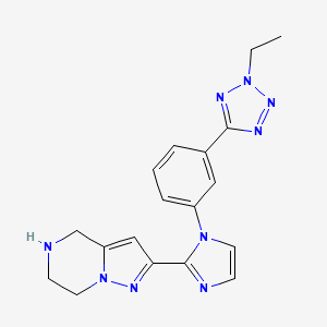 molecular formula C18H19N9 B5530200 2-{1-[3-(2-ethyl-2H-tetrazol-5-yl)phenyl]-1H-imidazol-2-yl}-4,5,6,7-tetrahydropyrazolo[1,5-a]pyrazine hydrochloride 