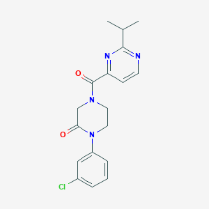 molecular formula C18H19ClN4O2 B5530249 1-(3-chlorophenyl)-4-[(2-isopropyl-4-pyrimidinyl)carbonyl]-2-piperazinone 