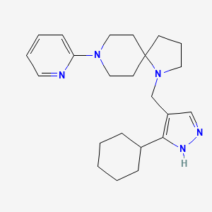 molecular formula C23H33N5 B5530275 1-[(3-cyclohexyl-1H-pyrazol-4-yl)methyl]-8-(2-pyridinyl)-1,8-diazaspiro[4.5]decane 