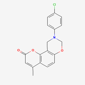 molecular formula C18H14ClNO3 B5530299 9-(4-chlorophenyl)-4-methyl-9,10-dihydro-2H,8H-chromeno[8,7-e][1,3]oxazin-2-one 
