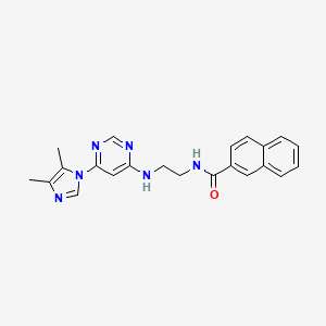 molecular formula C22H22N6O B5530307 N-(2-{[6-(4,5-dimethyl-1H-imidazol-1-yl)-4-pyrimidinyl]amino}ethyl)-2-naphthamide 
