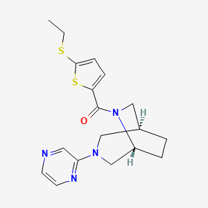 molecular formula C18H22N4OS2 B5530335 (1S*,5R*)-6-{[5-(ethylthio)-2-thienyl]carbonyl}-3-(2-pyrazinyl)-3,6-diazabicyclo[3.2.2]nonane 