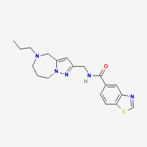molecular formula C19H23N5OS B5530382 N-[(5-propyl-5,6,7,8-tetrahydro-4H-pyrazolo[1,5-a][1,4]diazepin-2-yl)methyl]-1,3-benzothiazole-5-carboxamide 