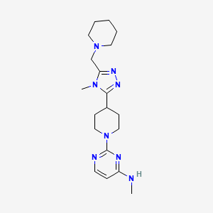 molecular formula C19H30N8 B5530400 N-methyl-2-{4-[4-methyl-5-(piperidin-1-ylmethyl)-4H-1,2,4-triazol-3-yl]piperidin-1-yl}pyrimidin-4-amine 