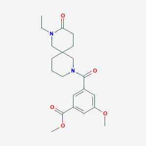 molecular formula C21H28N2O5 B5530402 methyl 3-[(8-ethyl-9-oxo-2,8-diazaspiro[5.5]undec-2-yl)carbonyl]-5-methoxybenzoate 