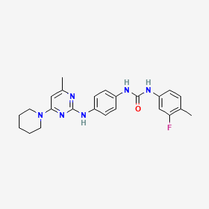 molecular formula C24H27FN6O B5530404 N-(3-fluoro-4-methylphenyl)-N'-(4-{[4-methyl-6-(1-piperidinyl)-2-pyrimidinyl]amino}phenyl)urea 