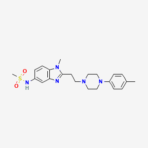 molecular formula C22H29N5O2S B5530455 N-(1-methyl-2-{2-[4-(4-methylphenyl)-1-piperazinyl]ethyl}-1H-benzimidazol-5-yl)methanesulfonamide 