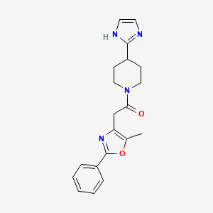 molecular formula C20H22N4O2 B5530466 4-(1H-imidazol-2-yl)-1-[(5-methyl-2-phenyl-1,3-oxazol-4-yl)acetyl]piperidine 