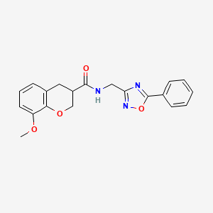 molecular formula C20H19N3O4 B5530493 8-methoxy-N-[(5-phenyl-1,2,4-oxadiazol-3-yl)methyl]chromane-3-carboxamide 