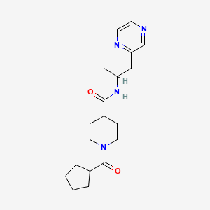 molecular formula C19H28N4O2 B5530550 1-(cyclopentylcarbonyl)-N-[1-methyl-2-(2-pyrazinyl)ethyl]-4-piperidinecarboxamide 