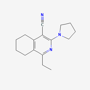 molecular formula C16H21N3 B5530565 1-ethyl-3-(1-pyrrolidinyl)-5,6,7,8-tetrahydro-4-isoquinolinecarbonitrile 