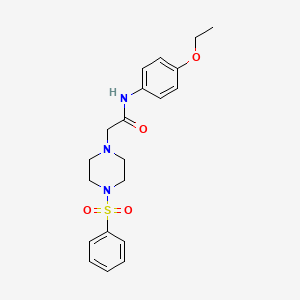 molecular formula C20H25N3O4S B5530572 N-(4-ethoxyphenyl)-2-[4-(phenylsulfonyl)-1-piperazinyl]acetamide 