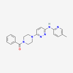 molecular formula C21H22N6O B5530602 6-(4-benzoyl-1-piperazinyl)-N-(5-methyl-2-pyridinyl)-3-pyridazinamine 