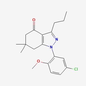 molecular formula C19H23ClN2O2 B5530604 1-(5-chloro-2-methoxyphenyl)-6,6-dimethyl-3-propyl-1,5,6,7-tetrahydro-4H-indazol-4-one 