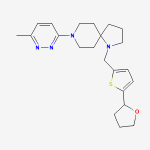 molecular formula C22H30N4OS B5530632 8-(6-methyl-3-pyridazinyl)-1-{[5-(tetrahydro-2-furanyl)-2-thienyl]methyl}-1,8-diazaspiro[4.5]decane 