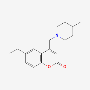 molecular formula C18H23NO2 B5530657 6-ethyl-4-[(4-methyl-1-piperidinyl)methyl]-2H-chromen-2-one 
