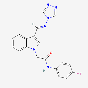 molecular formula C19H15FN6O B5530683 N-(4-fluorophenyl)-2-{3-[(4H-1,2,4-triazol-4-ylimino)methyl]-1H-indol-1-yl}acetamide 