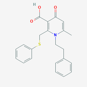molecular formula C22H21NO3S B5530804 6-methyl-4-oxo-1-(2-phenylethyl)-2-[(phenylthio)methyl]-1,4-dihydro-3-pyridinecarboxylic acid 