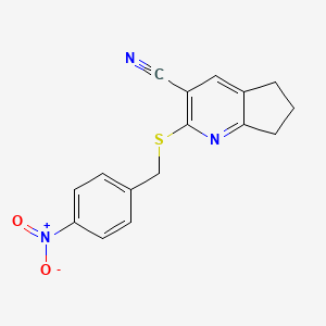 molecular formula C16H13N3O2S B5530837 2-[(4-nitrobenzyl)thio]-6,7-dihydro-5H-cyclopenta[b]pyridine-3-carbonitrile 